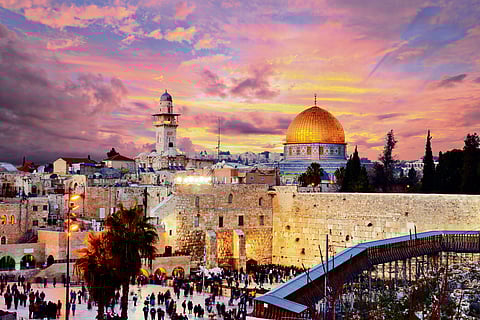 The Dome of the Rock behind the Western Wall