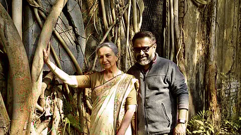 Actor Sharmila Tagore with director Suman Ghosh; (below) a poster from Puratawn