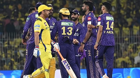 Chennai Super Kings captain MS Dhoni walks back to the pavilion on Friday