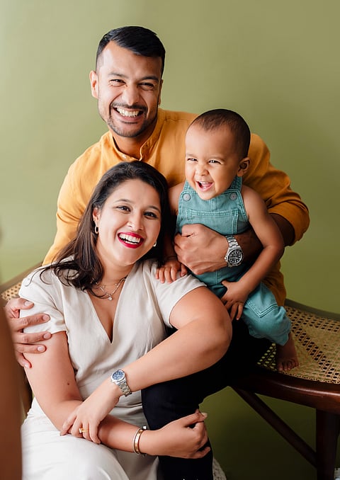 Aashita Sood Agarwal with her husband Mayank Agarawal and their son Ayaansh