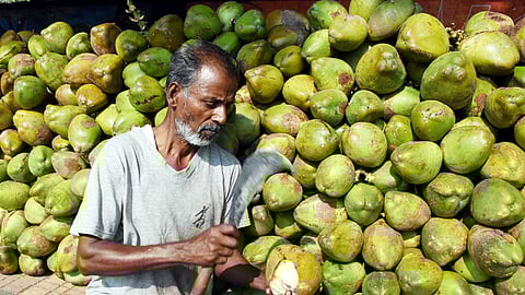 Though sufficient drinking water facilities are available at railway stations, tender coconut remains a popular choice among passengers during summer