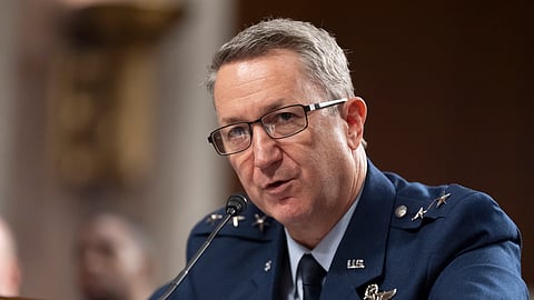 Lt. Gen. John Daniel Caine (Retired), testifies during a Senate Armed Services Committee hearing to examine his nomination to be promoted to general and Chairman of the Joint Chiefs of Staff, Department of Defense, Tuesday, April 1, 2025, in Washington.