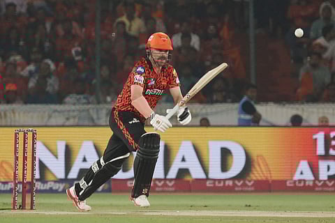 12.04.2025 - HYDERABAD - SRH's Travis Head plays a shot during the IPL match between Sunrisers Hyderabad and Punjab Super Kings 