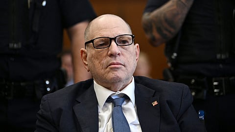 Former film producer Harvey Weinstein appears for a pre-trial hearing in Manhattan Supreme Court for a hearing on his case on April 9, 2025, in New York City.