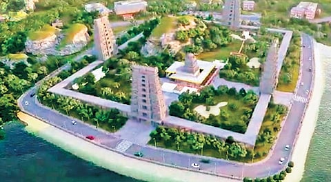 An artistic rendition of the developed Bhadrakali temple in Hanamkonda district