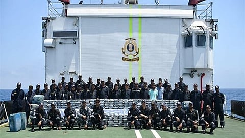 Indian Coast Guard seizes narcotics worth Rs 1800 crore near Gujarat coast.