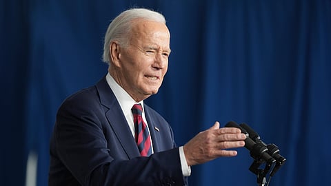Former US President Joe Biden speaks at an event in Charleston, South Carolina. 
