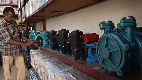 Motor pumps at a market in Coimbatore. 