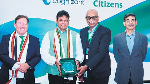 IT and Industries Minister D Sridhar Babu at the inauguration of the Citizens Global Capability Centre (GCC) in Nanakramguda on Tuesday.