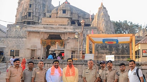 Telugu Desam Party (TDP) State President and Gajuwaka MLA, Mr. Palla Srinivasa Rao, offered special prayers at the sacred Dwarkadhish Temple in Gujarat, seeking divine blessings for the successful conduct of Mahanadu 2025, the party's annual conclave.