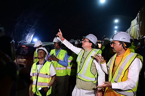 Chief Minister Dhami inspecting the tunnel