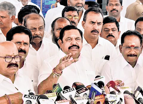 AIADMK MLAs led by EPS walkout of assembly session, on Wednesday in Chennai