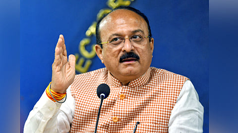 Delhi Power Minister Ashish Sood addresses a press conference at the Secretariat in New Delhi, April 15, 2025.