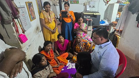 Sangamesh Babaleshwar, President of the Karnataka State Child Development Academy, meeting Aadya's family.