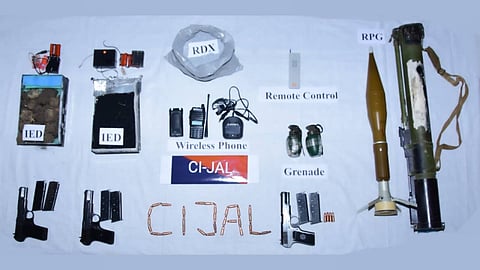 Seized arms on display.