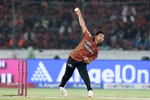 Zeeshan Ansari in action for Sunrisers Hyderabad, The 25-year-old has picked up four wickets for his franchise, including a 3/42 on debut against Delhi Capitals 
