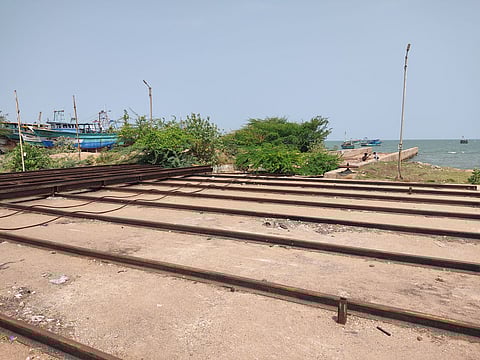 The dry dock at Mallipattinam fishing harbour lying in disuse