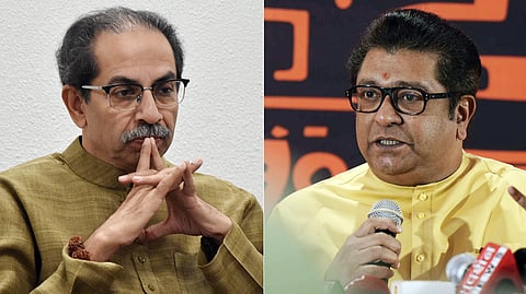 (L-R) A collage of Shiv Sena (UBT) chief Uddhav Thackeray and his cousin and MNS chief Raj Thackeray.