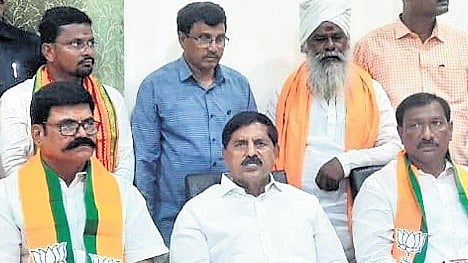 State BJP vice-president and Jammalamadugu MLA C Adinarayana Reddy addressing the media at the R&B guest house in Kadapa on Sunday.
