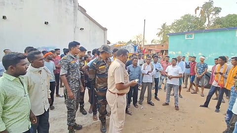Police questioning locals in Haldi village under Chandahandi block on Monday