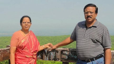 T K Vijayakumar and his wife Meera.