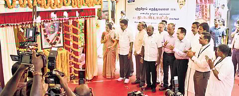 Chief Minister M K Stalin inaugurating the statue and memorial museum dedicated to Dr V Shanta at Adyar Cancer Institute in Chennai on Tuesday