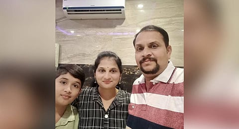 Manjunath Rao, with his wife, Pallavi, and their son