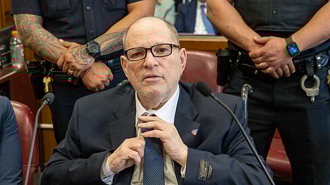 Harvey Weinstein appears in state court in Manhattan in his retrial on Wednesday, April 23, 2025, in New York.