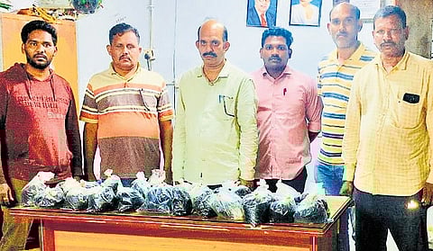 In a major crackdown on drug trafficking, the Special Task Force (STF) Central Team seized 23 kilograms of hashish oil in Maradapalli village under Pedabayalu mandal, within the limits of Paderu and arrested three persons.