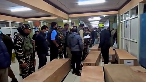 Mortal remains of Pahalgam terrorist attack victims being identified at a hospital morgue in Srinagar, Wednesday, April 23, 2025.