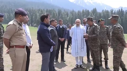 Amit Shah met with senior civil and military officials at the site.