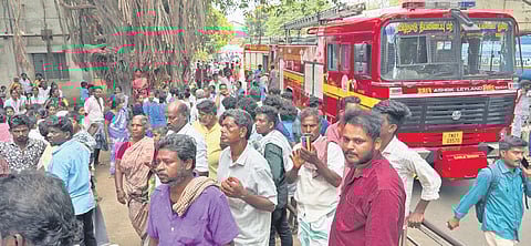 Fire and rescue services personnel arriving at the hospital on Thursday 