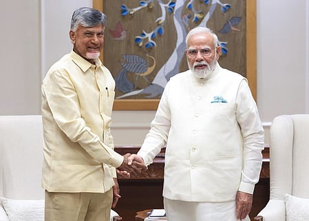 Prime Minister Narendra Modi arrived at Orvakal Airport in Kurnool, where he was greeted warmly by Andhra Pradesh Governor Justice Abdul Nazeer, Chief Minister N. Chandrababu Naidu, Deputy Chief Minister Pawan Kalyan, Minister Nara Lokesh, and other prominent figures.