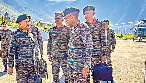 Army Chief General Upendra Dwivedi during his visit to Kashmir on Friday