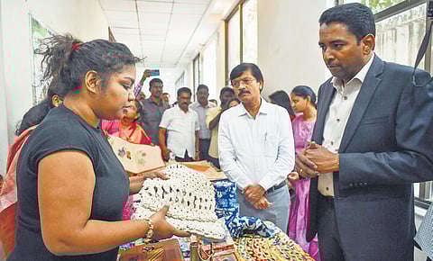 NTR Collector Lakshmisha interacting with women entrepreneurs.