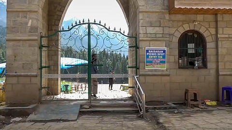 The site where terrorists opened fire three days ago on Tuesday, killing at least 26 people and injuring several at a meadow near Pahalgam town, in Anantnag district, Jammu and Kashmir, Friday, April 25, 2025.