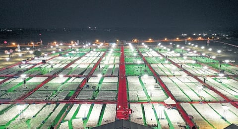 Arrangements in place for the BRS silver jubilee public meeting at Elkathurthy, Hanamkonda district, on Saturday
