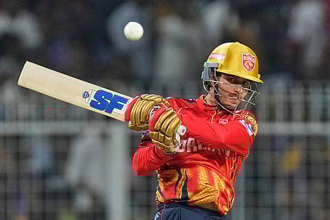 Punjab Kings' Priyansh Arya plays a shot during the Indian Premier League match against Kolkata Knight Riders (Photo | AP)