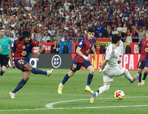 Currently, Barcelona top the points table with 75 points from 34 matches, while Real Madrid sits second with 71 points from the same number of games. 