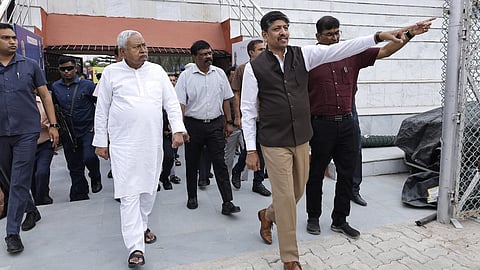 Bihar CM Nitish Kumar taking stock of preparations at the Khelo India Youth Games 2025.