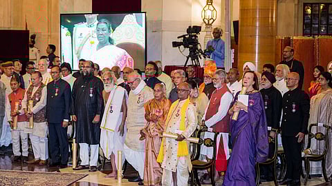Padma awardees during the Civil Investiture Ceremony-I at Rashtrapati Bhavan, in New Delhi, Monday, April 28, 2025. 