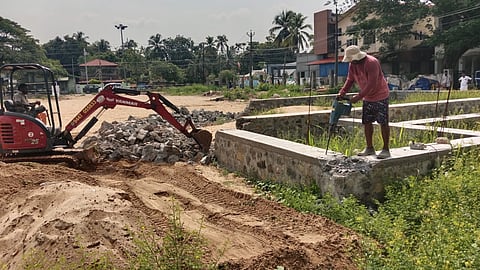 Demolition underway at Malippuram Veli ground in Vypeen
