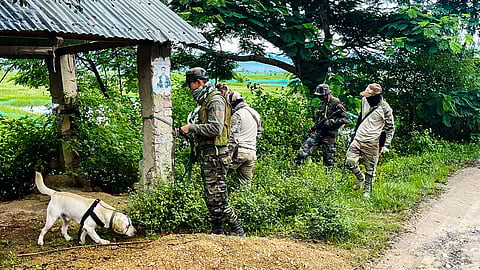 Manipur Police and armed forces conduct a joint search operation in Thoubal district.