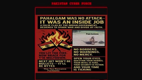 The website displayed the poster shown here, claiming that 'Indian intel is fake.'