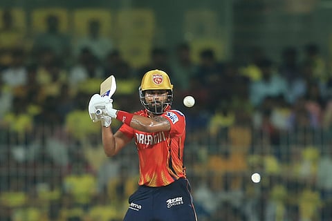 Punjab Kings captain Shreyas Iyer plays a shot during the Indian Premier League match against Chennai Super Kings (Photo | AP)