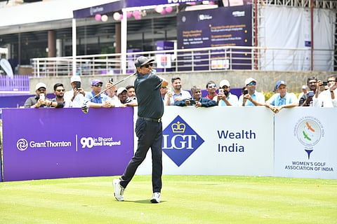 Kapil Dev golfs at the Kapil Dev Grant Thornton Invitational (KDGTI) tournament 
held recently