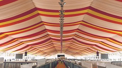 Arrangements are being made at Velagapudi where PM Narendra Modi will relaunch Amaravati Capital City works on May 2 | Prasant Madugula