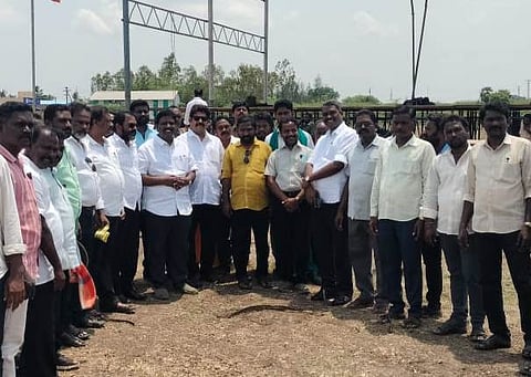 MP D Ravikumar inspecting preparations for the VCK’s state party recognition celebration scheduled to take place on May 6 in Chidambaram.