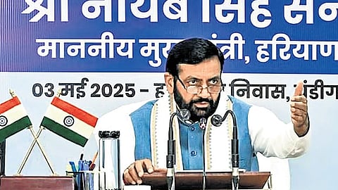 Haryana CM Nayab Singh Saini slammed Punjab for blocking Haryana’s drinking water supply and not building the Sutlej-Yamuna Link (SYL) canal.