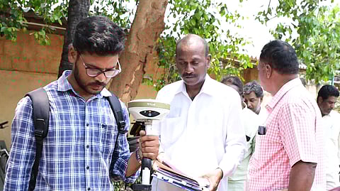 Endowment and Revenue survey team conducting survey at buggamatam lands which allegedly occupied by the former minister Peddireddy Ramchandra Reddy, YSRCP leader.